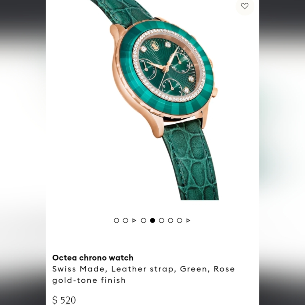 Swarovski Chrono Green Leather Women's Watch - Picture 3 of 12